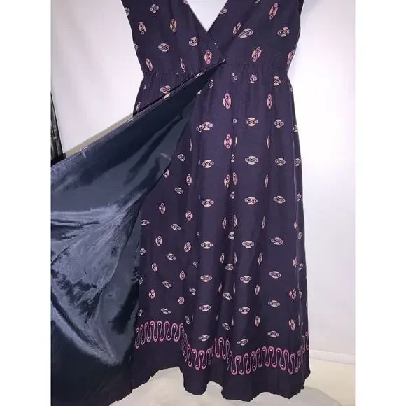 Anna Sui Smocked Cottage-core Purple Dress W/ Pockets Size 2 - Picture 7 of 9